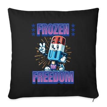 Frozen For Freedom Crème glacée au drapeau américain - Housse de coussin décorative 45 x 45 cm - noir - Devant