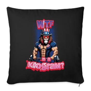 WTF est un kilogramme musclé bodybuilder Leo - Housse de coussin décorative 45 x 45 cm - noir - Devant