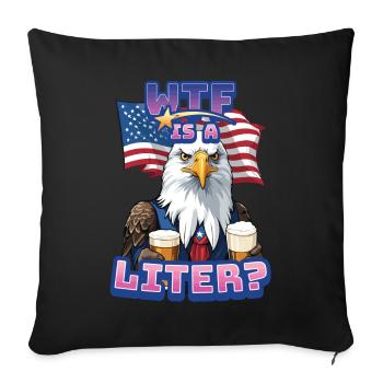 WTF is Liter Eagle with Beer Funny Metric Pun - Sofakissenbezug 45 x 45 cm - Schwarz - Vorne