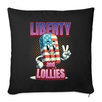Liberty And Lollies 4th Of July Memorial Day - Sofa pillowcase 17,3'' x 17,3'' (45 x 45 cm) - black - Front
