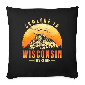 Jemand in Wisconsin liebt mich - Sofakissenbezug 45 x 45 cm - Schwarz - Vorne