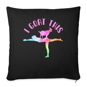 Je chèvre ce passionné de yoga - Housse de coussin décorative 45 x 45 cm - noir - Devant