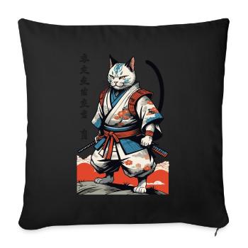 Samurai Cat Vintage Ukiyo-E Japanese - Sofa pillowcase 17,3'' x 17,3'' (45 x 45 cm) - black - Front