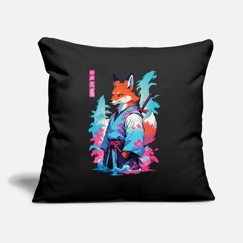 Kitsune Samurai Fox Aesthetic Vaporwave Style Sofa pillowcase 17,3'' x 17,3'' (45 x 45 cm)