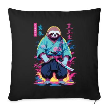 Samouraï paresseux esthétique style Vaporwave - Housse de coussin décorative 45 x 45 cm - noir - Devant