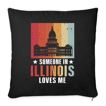 Quelqu’un dans l’Illinois m’aime - Housse de coussin décorative 45 x 45 cm - noir - Devant