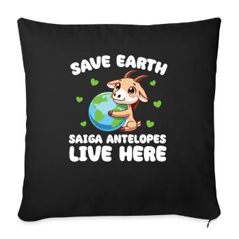 Save the Earth Saiga Antelope Live Here Earth Day - Sofa pillowcase 17,3'' x 17,3'' (45 x 45 cm) - black - Front