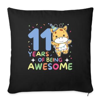 Girafe pour 11ème anniversaire enfants de onze ans - Housse de coussin décorative 45 x 45 cm - noir - Devant