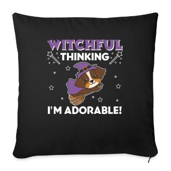 Australian Shepherd Halloween Witch I'm adorable - Sofa pillowcase 17,3'' x 17,3'' (45 x 45 cm) - black - Front