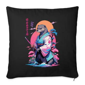 Samurai Otter Aesthetic Vaporwave Style - Sofa pillowcase 17,3'' x 17,3'' (45 x 45 cm) - black - Front