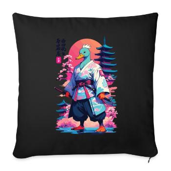 Samurai Ente im Aesthetic Vaporwave Stil - Sofakissenbezug 45 x 45 cm - Schwarz - Vorne