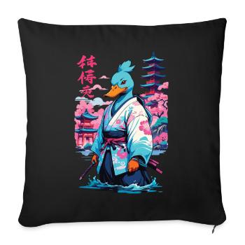 Samurai Ente Aesthetic Vaporwave Stil Japanisches - Sofakissenbezug 45 x 45 cm - Schwarz - Vorne