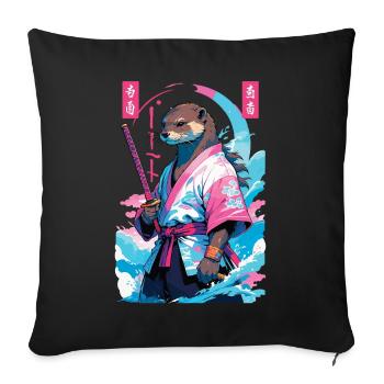 Samurai Otter Aesthetic Vaporwave Asiatischer Stil - Sofakissenbezug 45 x 45 cm - Schwarz - Vorne