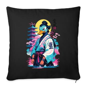 Canard Samouraï Dans Le Style Vaporwave Esthétique - Housse de coussin décorative 45 x 45 cm - noir - Devant