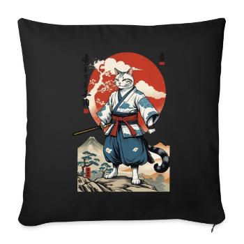 Samurai Cat Vintage Ukiyo-E Japanese - Sofa pillowcase 17,3'' x 17,3'' (45 x 45 cm) - black - Front