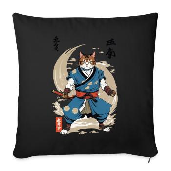 Samurai Cat Vintage Ukiyo-E Japanese - Sofa pillowcase 17,3'' x 17,3'' (45 x 45 cm) - black - Front