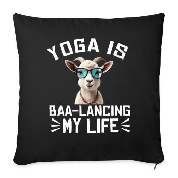 Goat Yoga Équilibrer ma vie - Housse de coussin décorative 45 x 45 cm - noir - Devant
