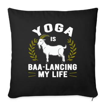 Goat Yoga Équilibrer ma vie - Housse de coussin décorative 45 x 45 cm - noir - Devant