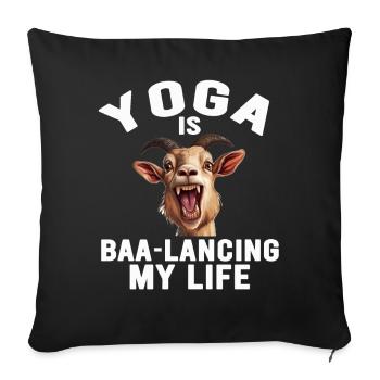Goat Yoga Équilibrer ma vie - Housse de coussin décorative 45 x 45 cm - noir - Devant