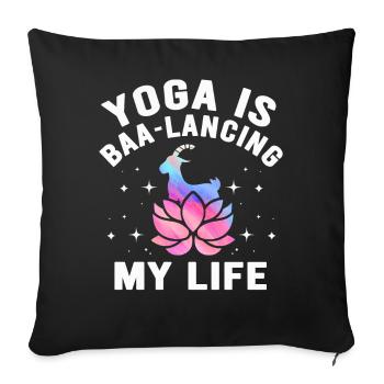 Goat Yoga Équilibrer ma vie - Housse de coussin décorative 45 x 45 cm - noir - Devant