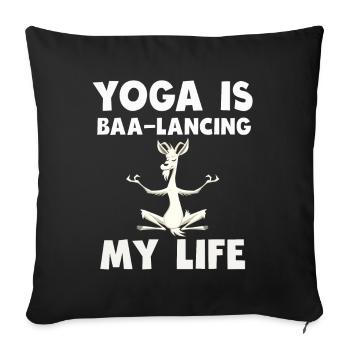 Goat Yoga Équilibrer ma vie - Housse de coussin décorative 45 x 45 cm - noir - Devant
