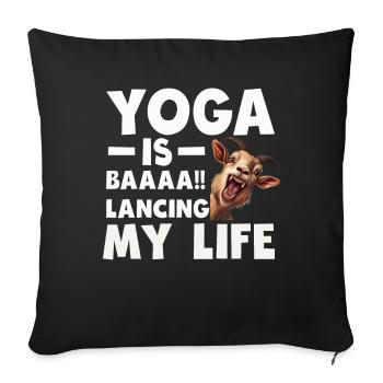 Goat Yoga Équilibrer ma vie - Housse de coussin décorative 45 x 45 cm - noir - Devant