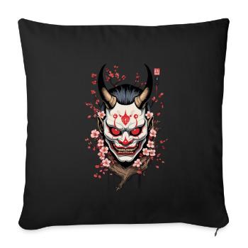 Oni Démon Masque Samouraï Esthétique Yokai - Housse de coussin décorative 45 x 45 cm - noir - Devant