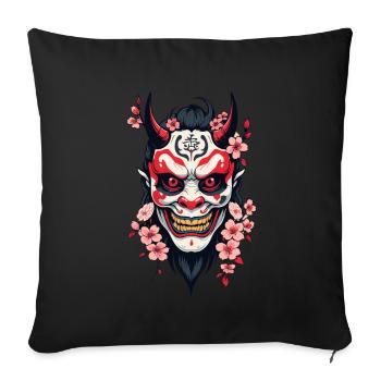 Oni Démon Masque Samouraï Esthétique Yokai - Housse de coussin décorative 45 x 45 cm - noir - Devant