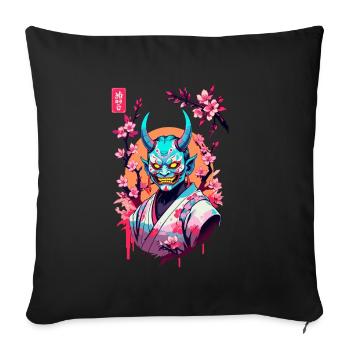 Oni Samurai Vaporwave Aesthetic Japan Culture - Sofa pillowcase 17,3'' x 17,3'' (45 x 45 cm) - black - Front