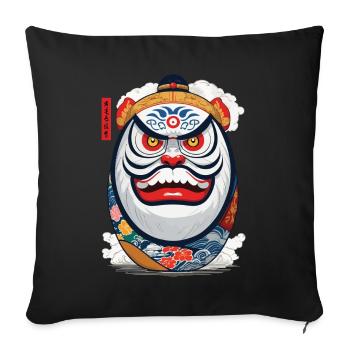 Japonais Daruma Esthétique Yokai Streetwear - Housse de coussin décorative 45 x 45 cm - noir - Devant