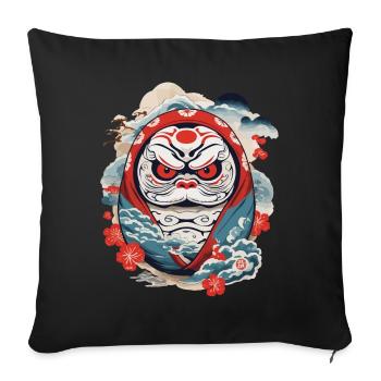 Daruma Japonais Esthétique Yokai Vintage - Housse de coussin décorative 45 x 45 cm - noir - Devant