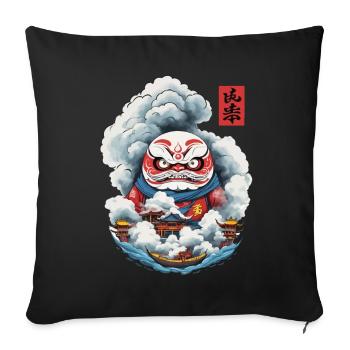 Esthétique japonaise Daruma Conception Yokai - Housse de coussin décorative 45 x 45 cm - noir - Devant