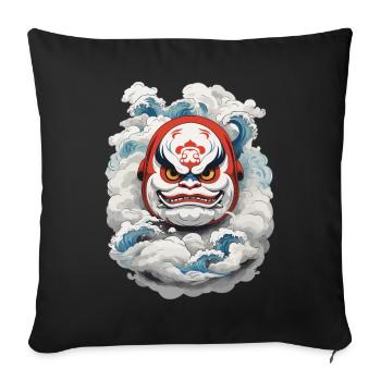 Daruma Japonais Esthétique Yokai Vintage - Housse de coussin décorative 45 x 45 cm - noir - Devant