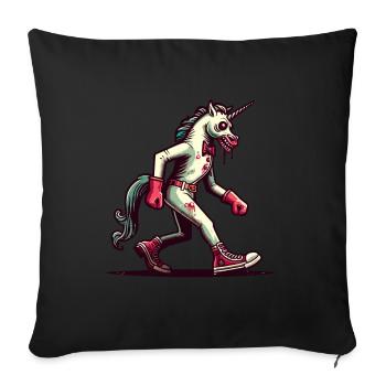 Zombie Licorne Mort-vivant Créature mystique - Housse de coussin décorative 45 x 45 cm - noir - Devant