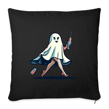 Infirmière drôle Costume de fête d’Halloween - Housse de coussin décorative 45 x 45 cm - noir - Devant