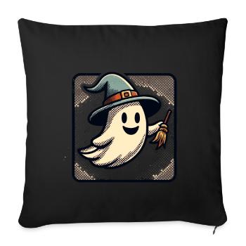 Drôle Sorcière Fantôme Sorcières Balai Halloween - Housse de coussin décorative 45 x 45 cm - noir - Devant