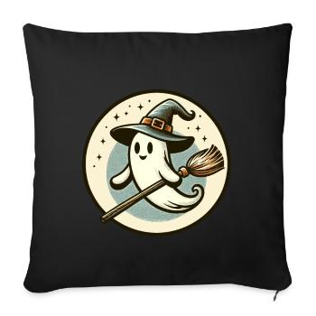 Funny Witch Spirit Witch Broom Vintage Art Style - Sofa pillowcase 17,3'' x 17,3'' (45 x 45 cm) - black - Front