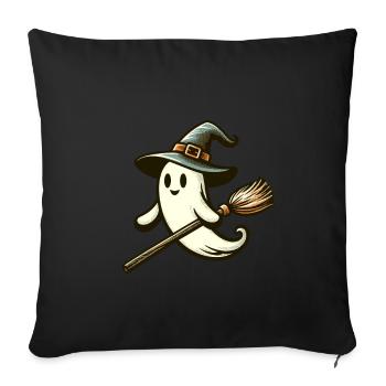 Funny Witch Spirit Witch Broom Vintage Art Style - Sofa pillowcase 17,3'' x 17,3'' (45 x 45 cm) - black - Front