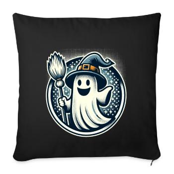 Funny Witch Spirit Witch Broom Vintage Art Style - Sofa pillowcase 17,3'' x 17,3'' (45 x 45 cm) - black - Front
