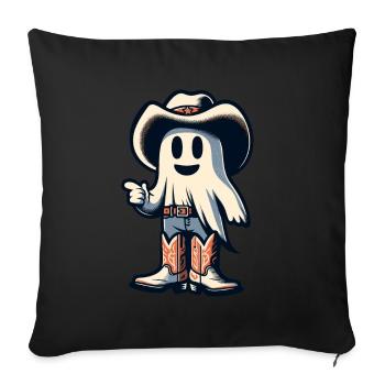 Drôle Cowboy Ghost Hunter Chapeau Bottes Halloween - Housse de coussin décorative 45 x 45 cm - noir - Devant