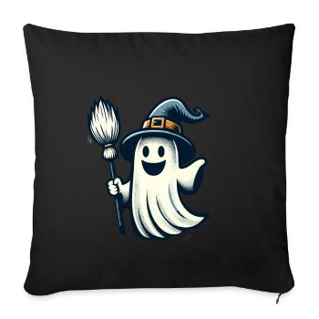 Funny Witch Spirit Witch Broom Vintage Art Style - Sofa pillowcase 17,3'' x 17,3'' (45 x 45 cm) - black - Front