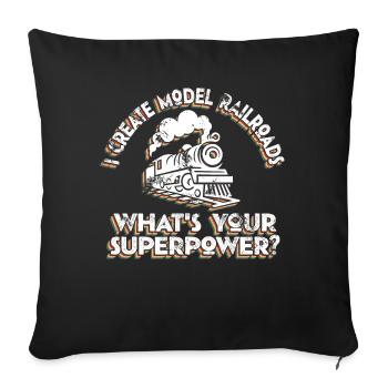 Je crée le superpouvoir des trains miniatures - Housse de coussin décorative 45 x 45 cm - noir - Devant