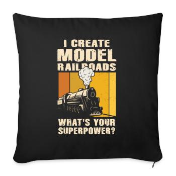 I Create Model Railroads Superpower - Sofa pillowcase 17,3'' x 17,3'' (45 x 45 cm) - black - Front