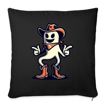 Funny Cowboy Ghost Halloween Costume - Sofa pillowcase 17,3'' x 17,3'' (45 x 45 cm) - black - Front