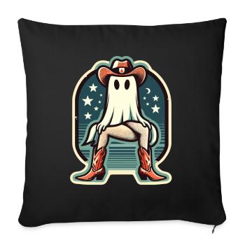 Funny Cow Girl Ghost Cowboy Boots Hat - Sofa pillowcase 17,3'' x 17,3'' (45 x 45 cm) - black - Front