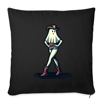 Funny Halloween Girl Ghost Boots Cowboy Hat - Sofa pillowcase 17,3'' x 17,3'' (45 x 45 cm) - black - Front