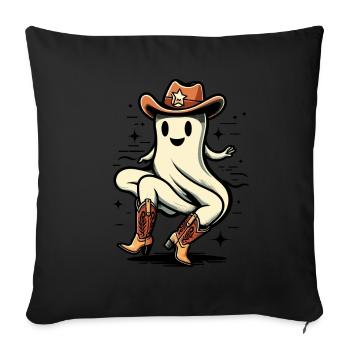 Funny Halloween Party Creepy Ghost Cowboy - Sofa pillowcase 17,3'' x 17,3'' (45 x 45 cm) - black - Front