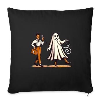 Drôle Docteur Infirmière Halloween Fantôme - Housse de coussin décorative 45 x 45 cm - noir - Devant