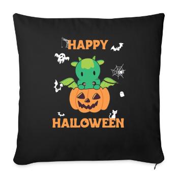 Dragon en citrouille Dragon mignon Joyeux Halloween - Housse de coussin décorative 45 x 45 cm - noir - Devant