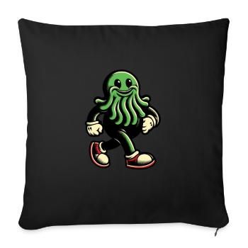 Happy Cthulhu Mascot Funny Monster - Sofa pillowcase 17,3'' x 17,3'' (45 x 45 cm) - black - Front